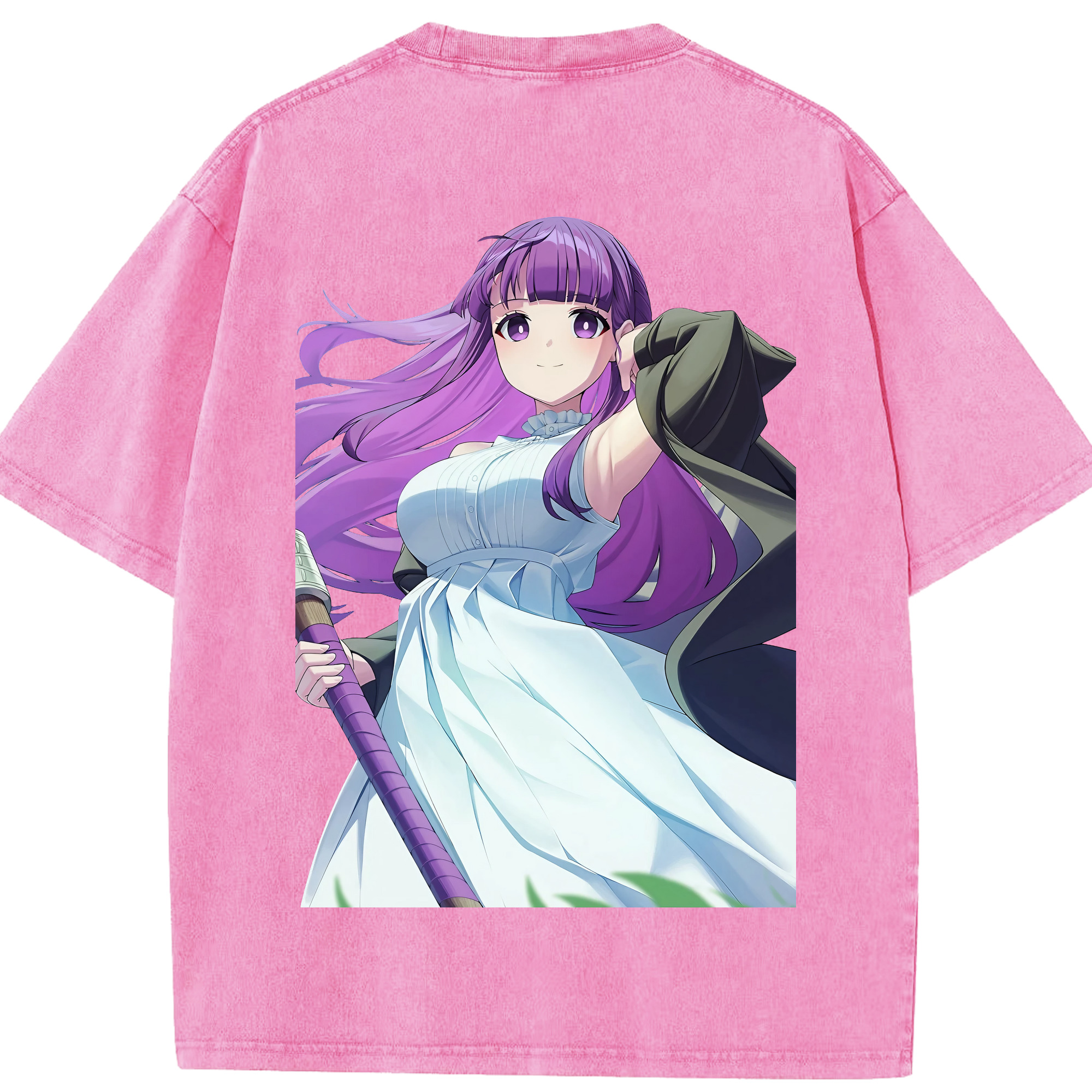 （画像用） 葬送のフリーレン Frieren 綿100% ヴィンテージ風 半袖Tシャツ（背面プリント）